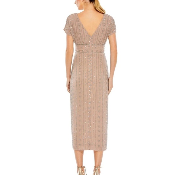 Mac Duggal  93649 NWT BEADED CAP SLEEVE COLUMN MIDI DRESS - Picture 2 of 12